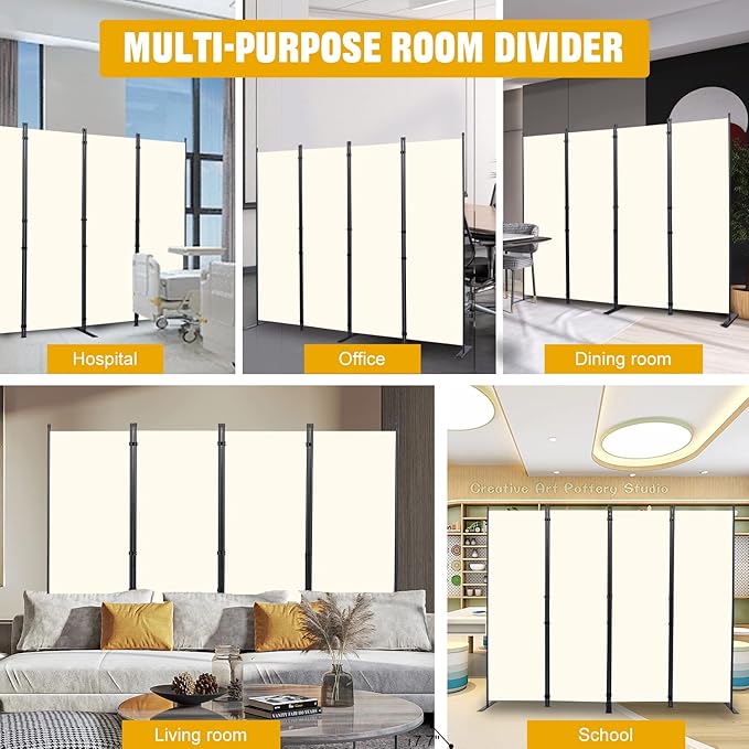 Room Divider 6FT Portable Room Dividers and Folding Privacy Screens, 4 Panel