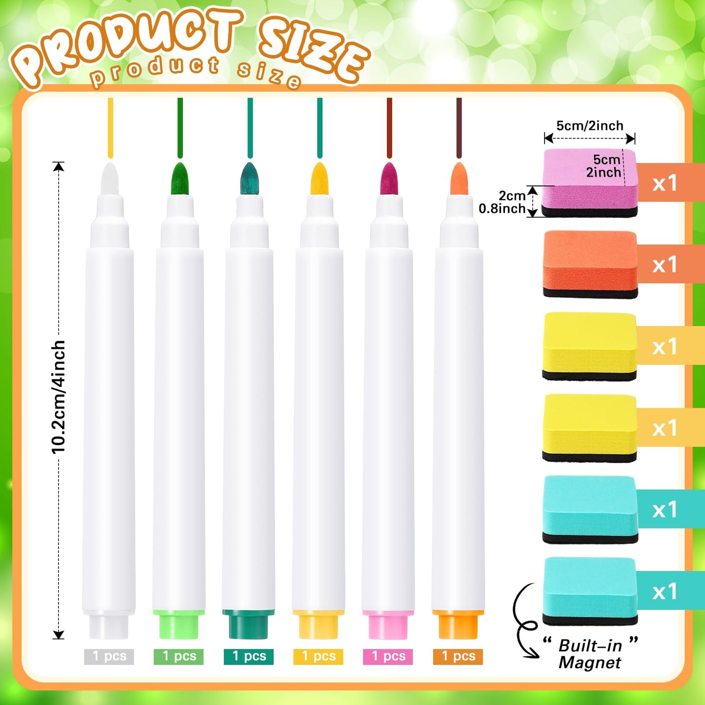Watersay 24 Pcs Dry Erase Pocket Reusable Sleeves 10" x 14" Clear Plastic Sheet Protectors with Markers and Mini Dry Erasers for Paper(Modern Boho)