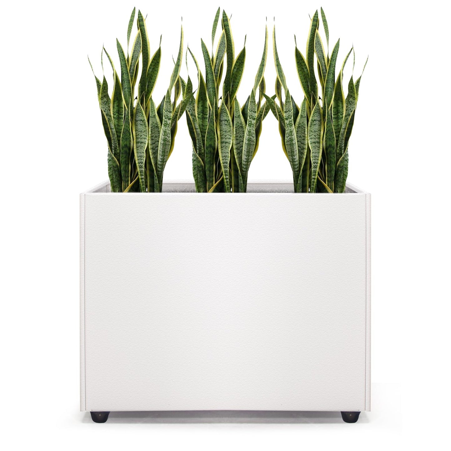 Zezgeuro Planter Box Rectangular Block - 16×12×12IN Galvanized Steel Metal Long Box Planter Easy Installation Modern Outdoor Tall Planters All-Weather Use with Drainage Holes for Patio/Porch(White)