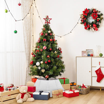 Velvet Folable Christmas Tree Collar - White Velvet Tree Skirt for Artificial Trees