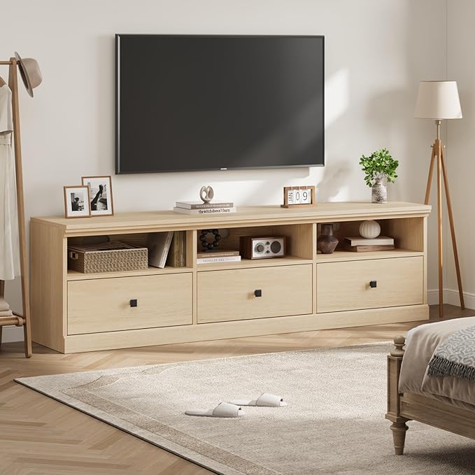 IDEALHOUSE 70in TV Stand for TVs up to 80", Mid Century Modern Entertainment