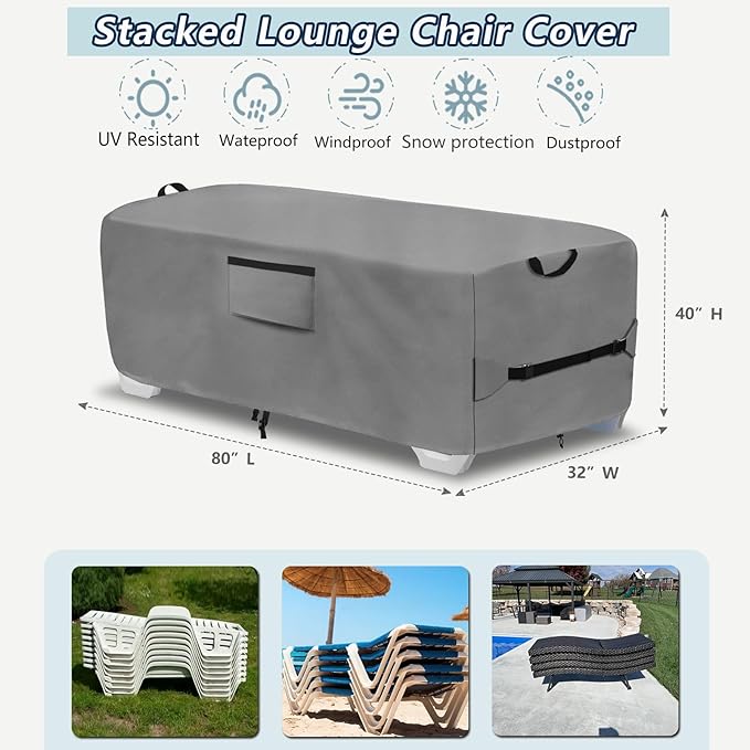 600D Heavy Duty Outdoor Waterproof Lounge Chair Cover