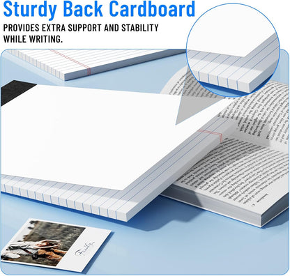 12pcs Legal Pads 8.5 x 11, Notepads 8.5 x 11 College Ruled Notebook, Writing Pads of Paper,White Note Pads, Memo Pad Papers Perforate Legal Notepads Narrow Ruled Line,30 Sheets/Pack