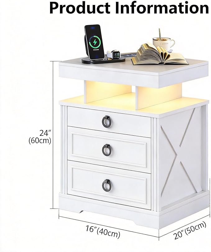 WOOVIVS Side Table with Gun Drawer