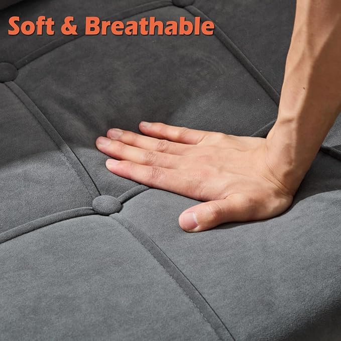 LINLUX Grey Fabric 60" W Couch