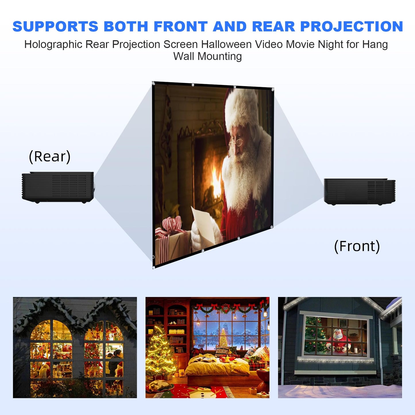 Projector Screen 72 inch，Portable Movie Projector Screen 16:9 HD Indoor Outdoor Double Sided Rear Projection Screen Video for Home, Party, Office, Classroom