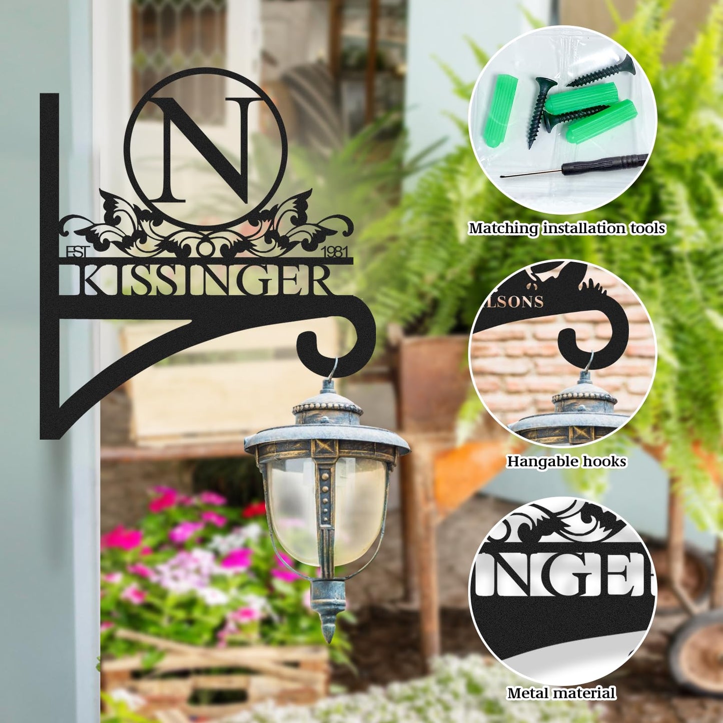 Duckbe Custom Name Decorative Metal Wall Hook Indoor and Outdoor | Personalized Wall Mounted Hanging Plant Hooks for Plant Lovers | Customizable Wind Chimes Hangers | Home Decor Gift for Mom Grandma