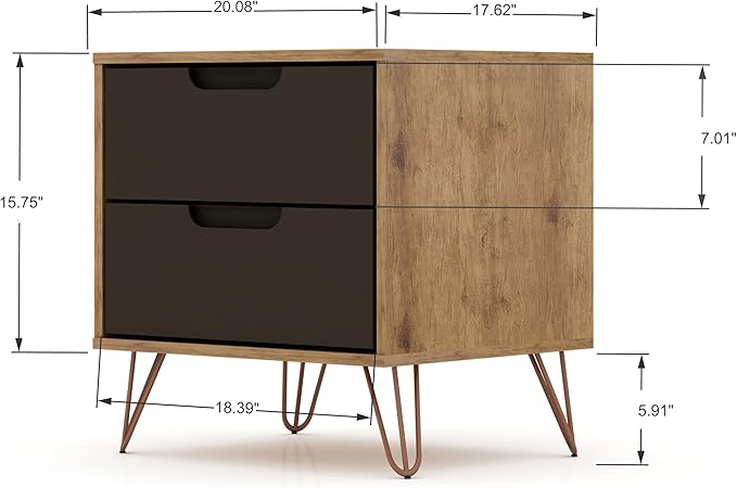 Elegant Gray Nightstand with Shelf and Drawer Made from Sustainable Materials