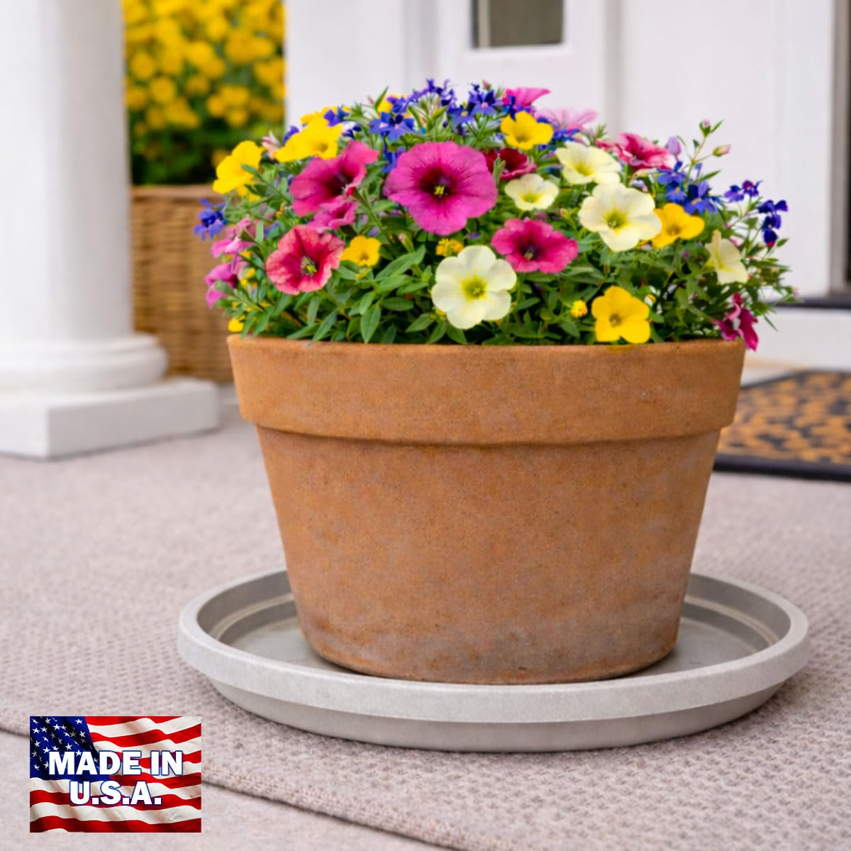smart spring 10 Inch Plant Pot Tray USA Made – Durable Plastic Flower Pot Saucer – Plant Water Catcher for Indoor Outdoor Garden (6, Rustic Stone)