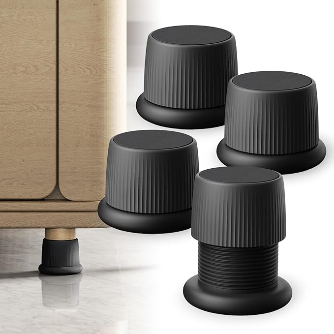 Adjustable Furniture Bed Risers, 1.6-2.6 inch Black, Durable Plastic Anti Slip