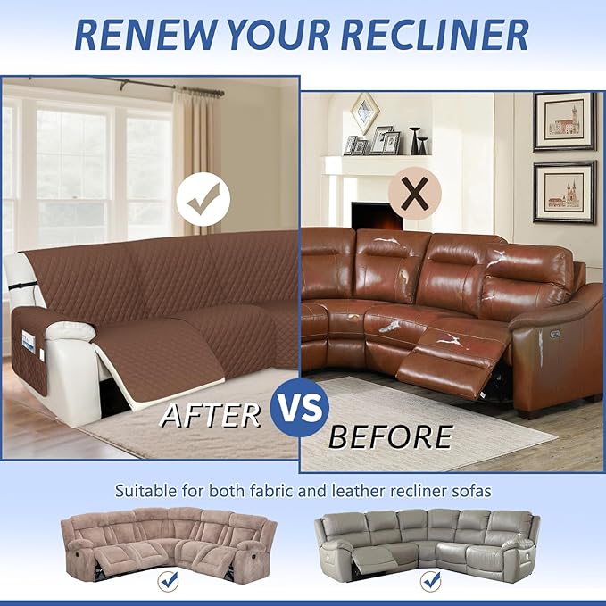 Arfntevss Recliner Sectional Couch Covers 1OO% Waterproof L Shape Sofa Cover