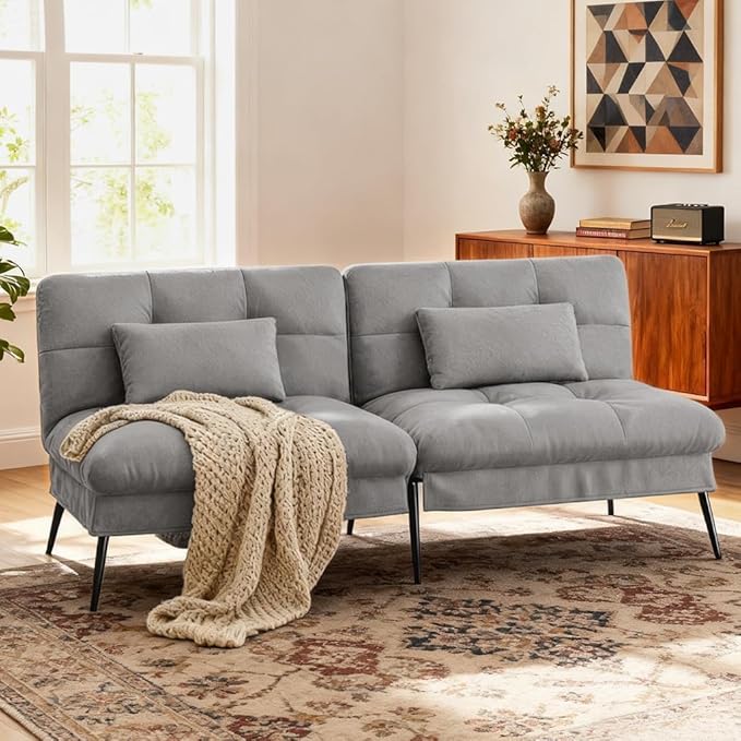 COMHOMA 72″ Futon Sofa Bed, Convertible Fabric Couch