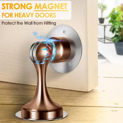 Door Stoppers Magnetic Door Catch, Stainless Steel Magnetic Door Stop 2 Pack, Double-Sided Adhesive Tape, No Drilling, Screws for Stronger Mount, Holder Your Door Open for Wide Doors