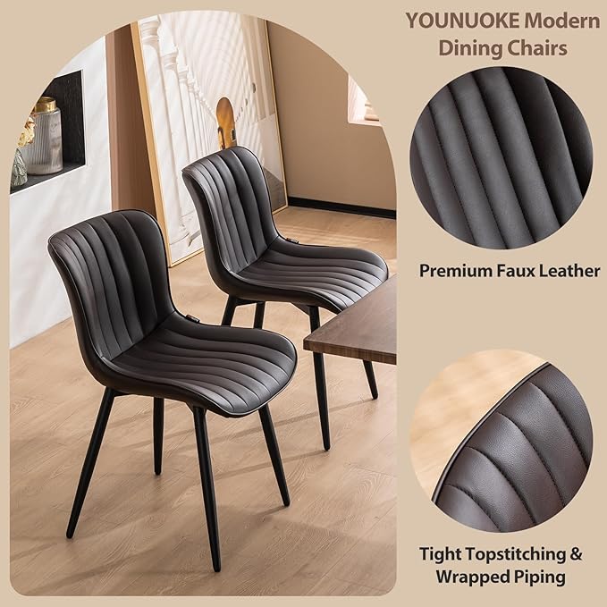 YOUNUOKE Dining Chairs Set of 2 Upholstered Mid Century Modern Kitchen Chair
