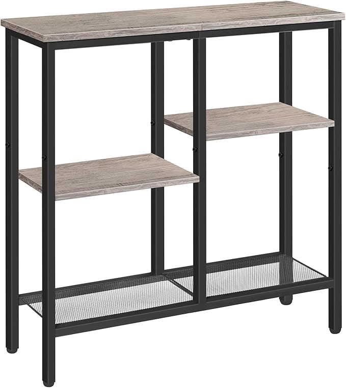 HOOBRO Narrow Console Table, Sofa Table, 4-Tier Industrial Entryway Table