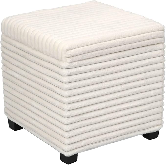 ABHENG 17.7 inches Faux Fur Ottomans Cube