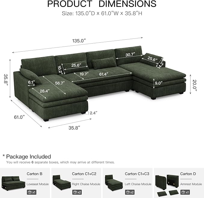 Belffin Large Modular Sectional Sofa