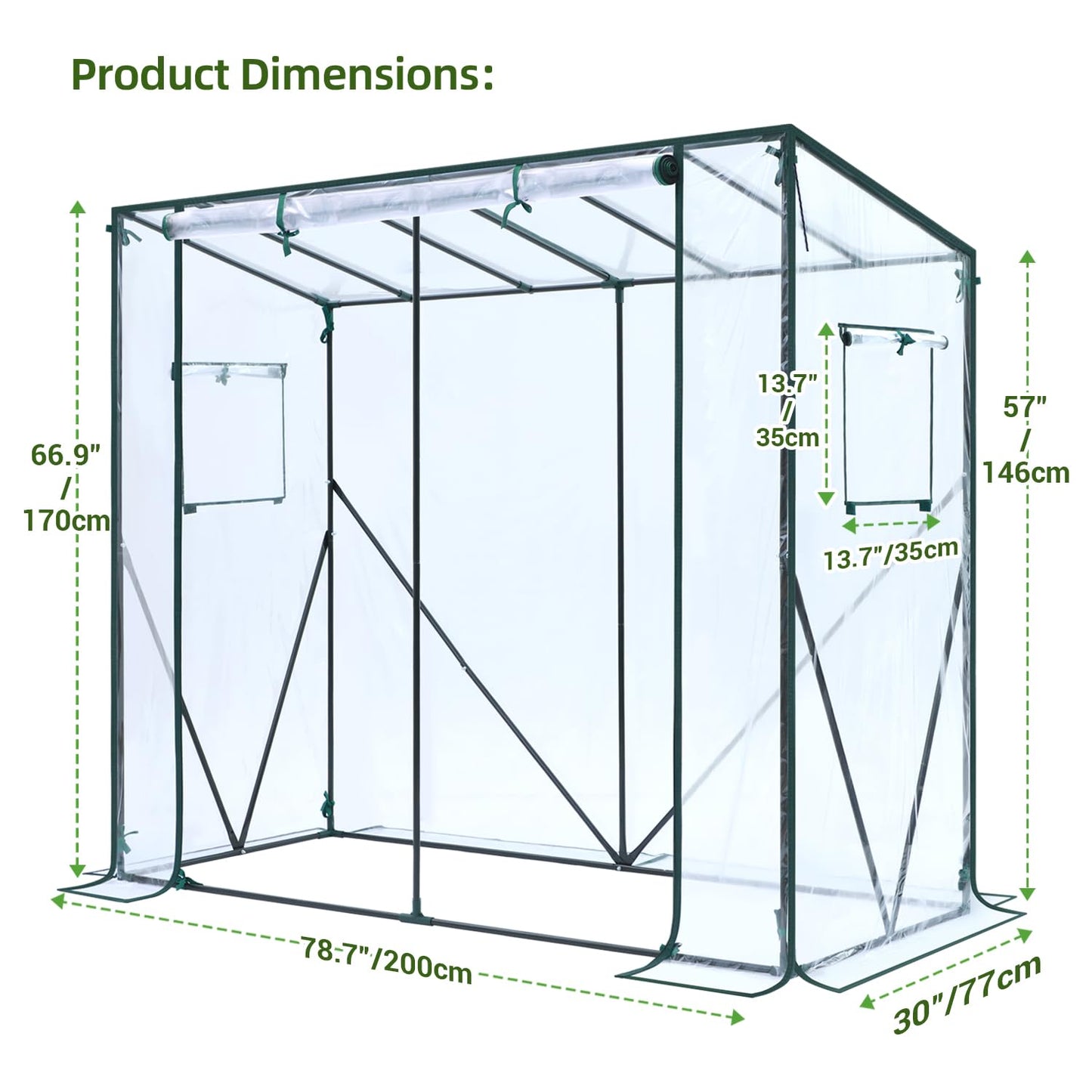 Ohuhu Tomato Greenhouse for Outdoors: Portable Lean to Green House Heavy Duty with Roll-Up Zippered Door, Tall Plastic Greenhouses for Outside Plants Growing Shed Tent for Backyard Transparent