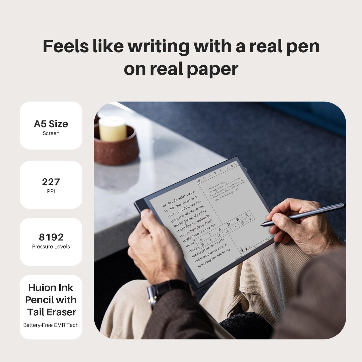 Huion Ink EB1011 E Ink Tablet 10.3" Digital Notebook with Dual Front Light Full- Laminated Anti-Glare Glass Battery-Free Pen 8192 Pressure Handwritten-to-Text for Reading, Writing & Note-Taking