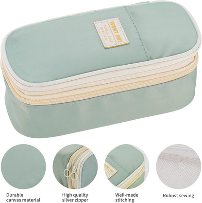 Dugio Large Pencil Case for Girls Teens Kids Pencil Bag with Zipper Pencil Pouch Aesthetic Pencil Pen Case Organizer for School Green