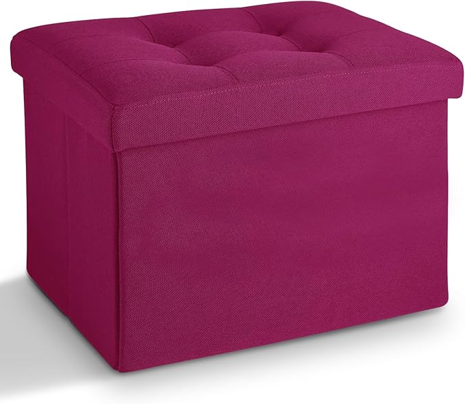 LINMAGCO Small Storage Ottoman Stool Foot Rest Stool Under Desk Stool Short