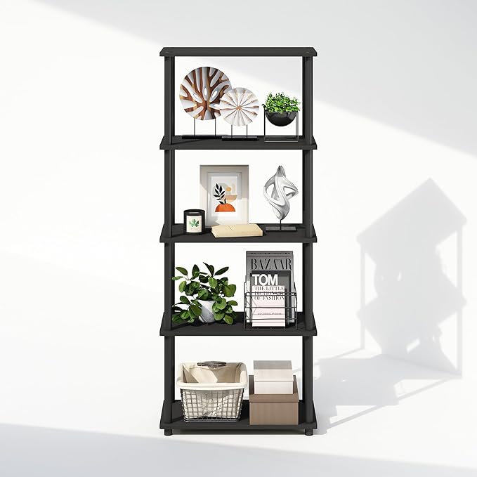Furinno Turn-N-Tube Book Shelf, 5-Tier Bookshelf, Bookcase