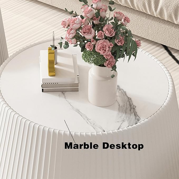 26.77" Marble Coffee Table, Modern Cup Shaped Coffee Table