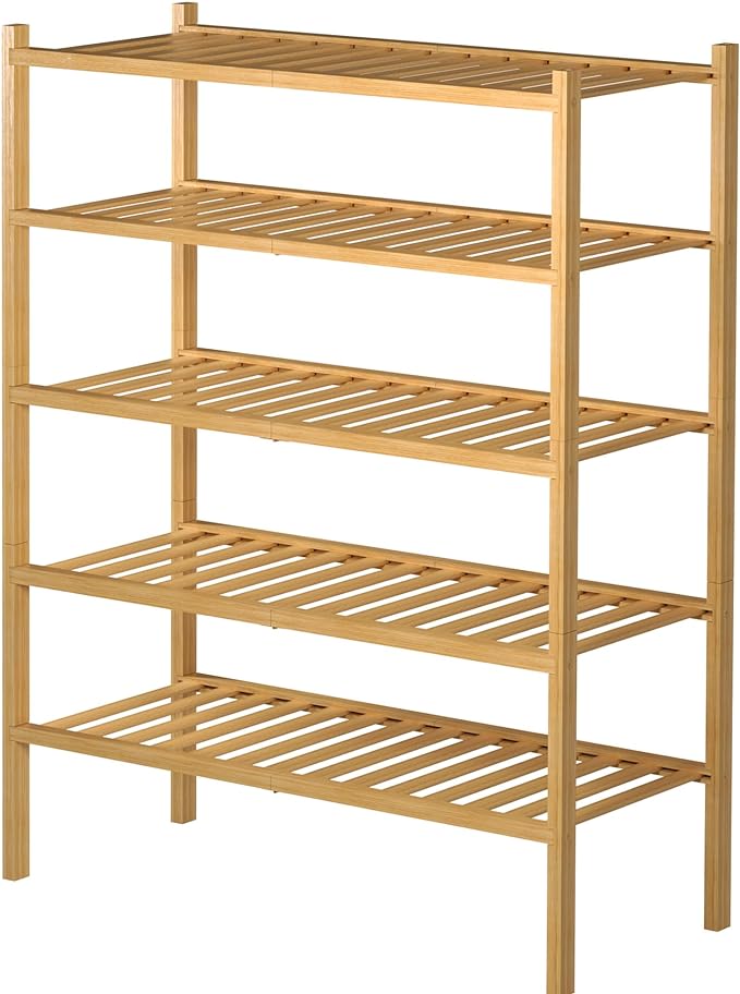ROMGUAR CRAFT 5 Tier Bamboo Shoe Rack