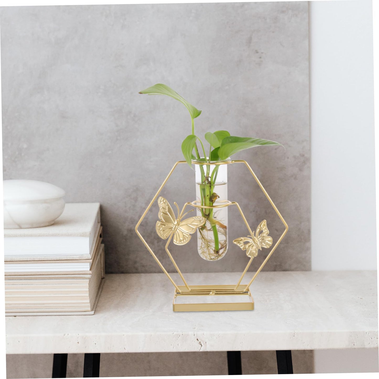 Zerodeko Hydroponic Plant Vase Hexagonal Glass Terrarium with Lightweight Floral Holder for Wedding Centerpieces Home Office Desktop Decoration