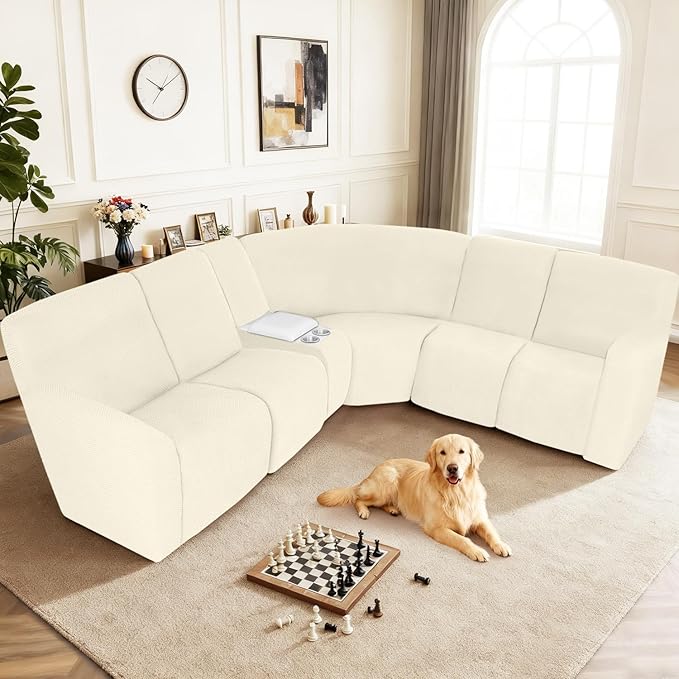 ALIECOM 100% Waterproof Recliner Sectional Couch Covers L Shape Stretch Corner