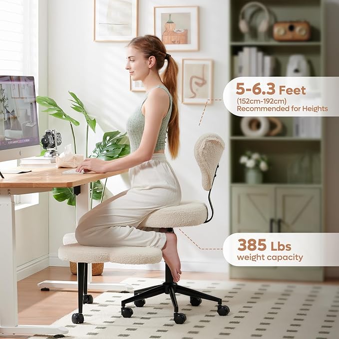 Pinmoco Ergonomic Cross Legged Chair, 360° Swivel Meditation Chair