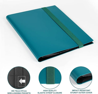GEAoffice Card Binder, 9-Pocket Trading Card Album Folder, 360 Side Loading Pockets Binder for TCG, Sports&Game Cards, and MTG Cards, (Peacock Blue)