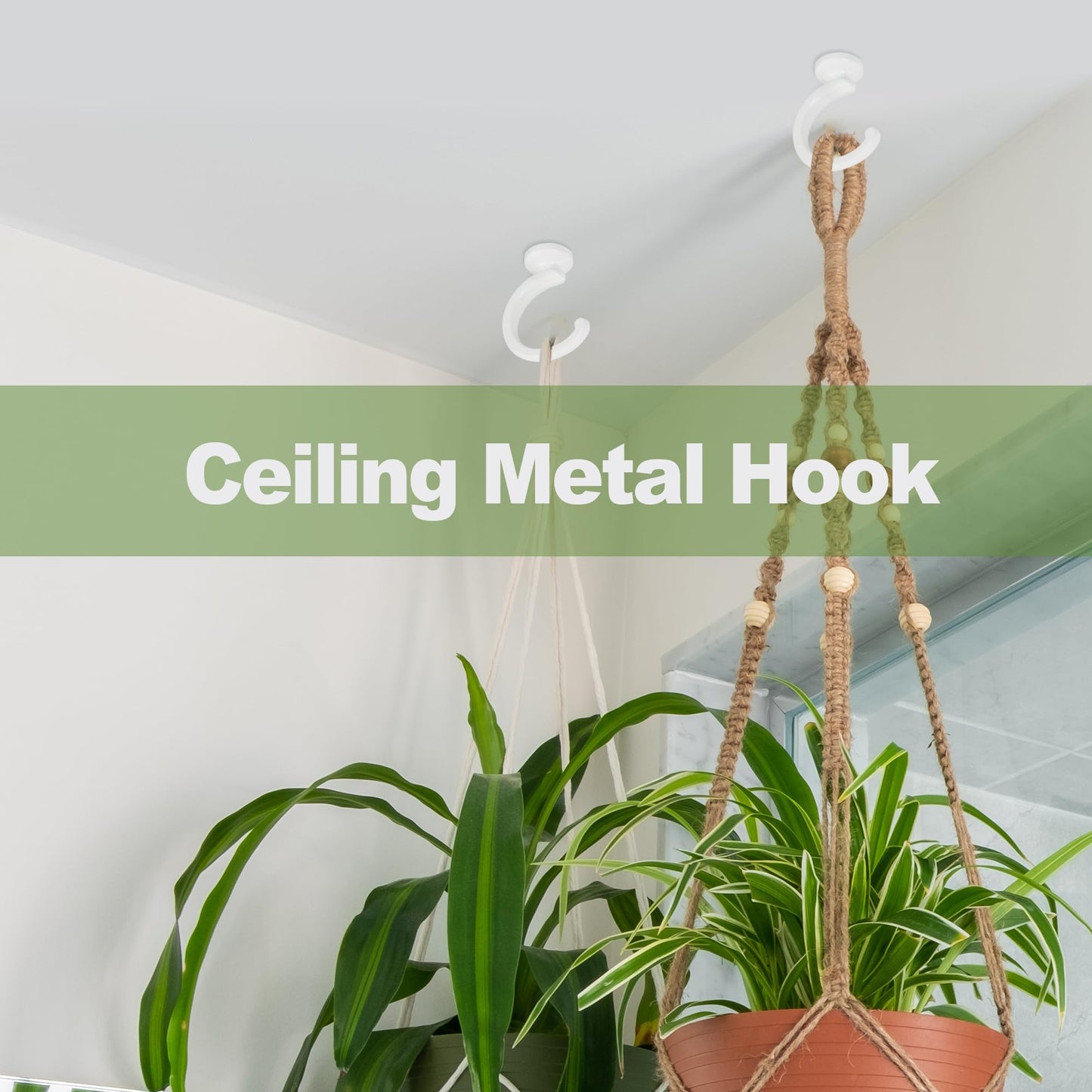 Aidoclip 6pcs Ceiling Hooks for Hanging Plants,Hanging Hanging Lights Metal Small Hooks,Indoor Outdoor Wall Heavy Duty Plant Hanger Swag Hook