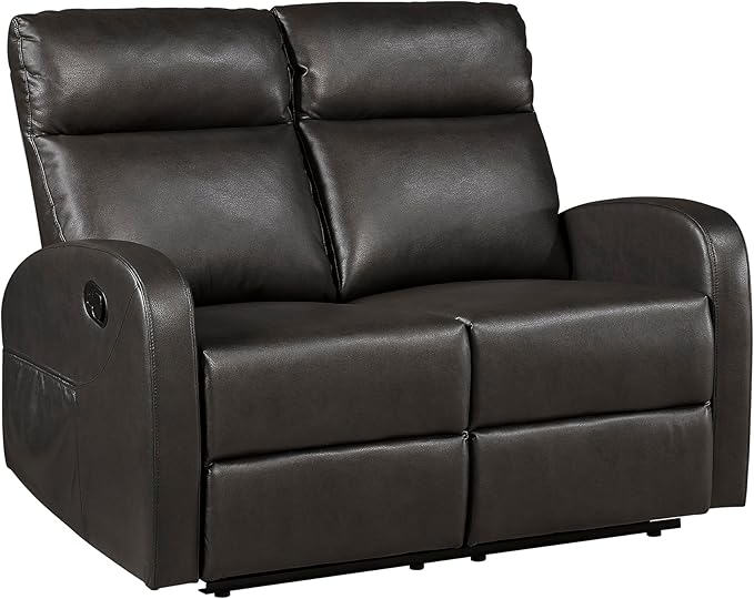 Lexicon Manual Reclining Loveseat, Faux Leather Loveseat Recliner, Wall Hugger