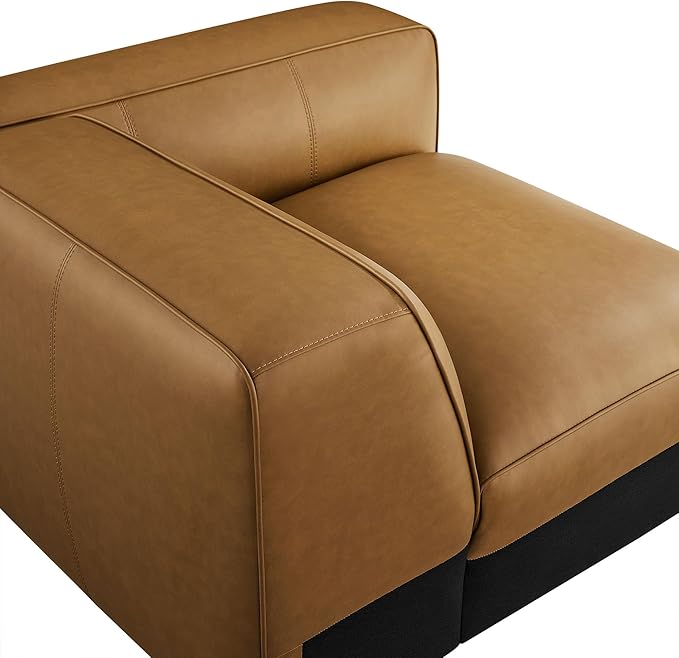 Modway Auren Vegan Leather Right Modular Armchair in Camel