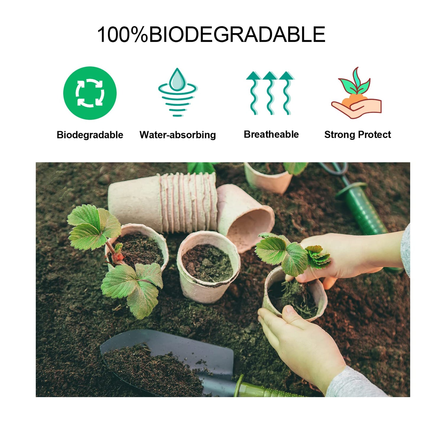 JERIA 200-Pack 3.15 Inch Peat Pots for Seedling with 200 Pcs Plant Labels,Outdoor Garden Germination Nursery Pots,Biodegradable Seed Starter Pots Kits