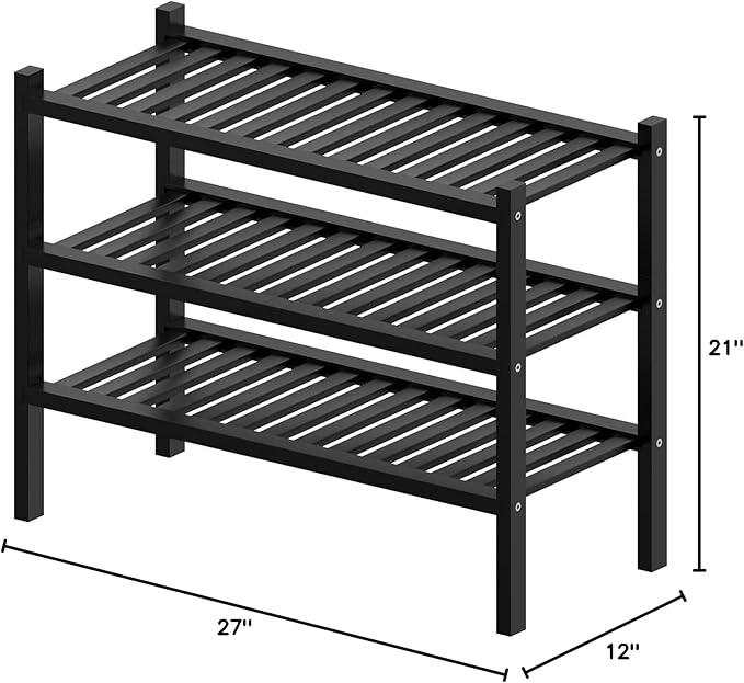 ROMGUAR CRAFT 3 Tier Bamboo Shoe Rack