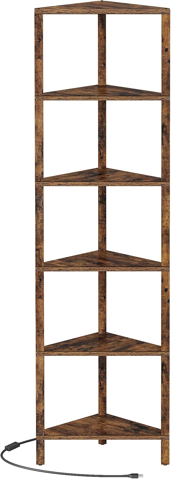 TUTOTAK Corner Shelf with LED Light, 6-Tier Corner Bookshelf