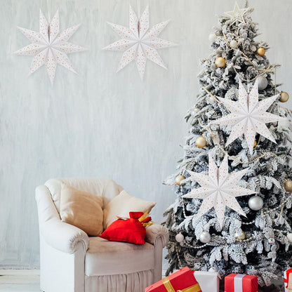 TOYANDONA Christmas Paper Lampshades: 3pcs White 9 Pointed Star Lampshade Lantern Shade Hanging Decorations, 35cm Hollow Out Lamp Covers for Wedding Birthday Holiday Christmas Party Hanging Decoration