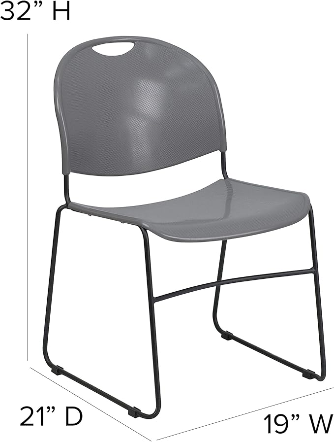 Flash Furniture 4 Pack HERCULES Series 880 lb. Capacity Gray Ultra-Compact