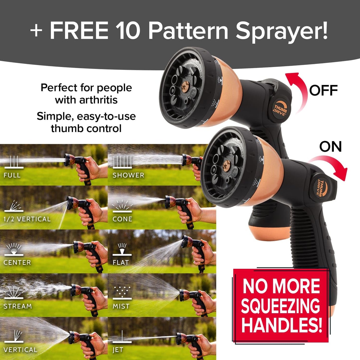 Pocket Hose 50 FT Copper Bullet Expandable Garden Hose w/10 Pattern Thumb Spray Nozzle AS SEEN ON TV 650psi 3/4 in Patented Lead-Free Ultra-Lightweight Solid Copper Anodized Aluminum