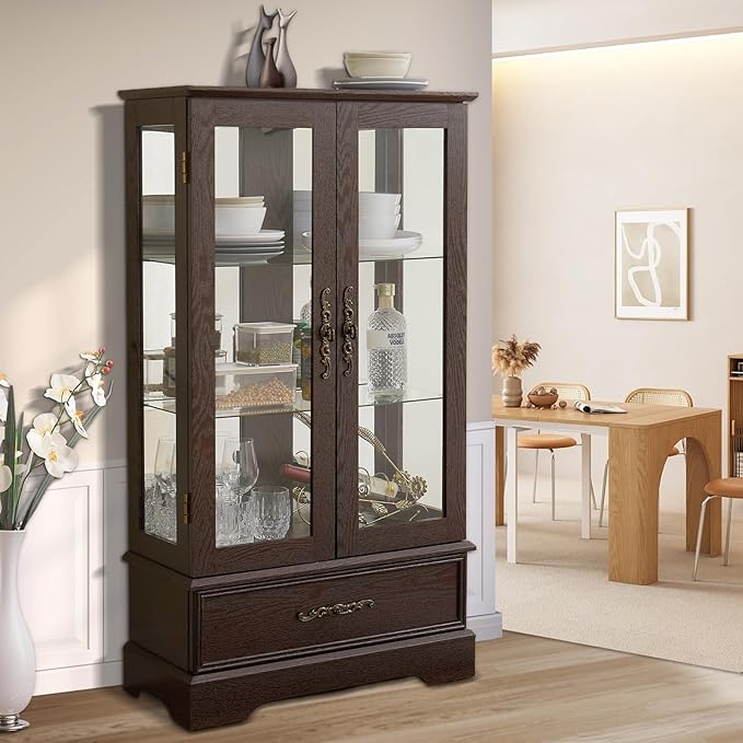 Lighted Glass Cabinet, Curio Display Cabinet