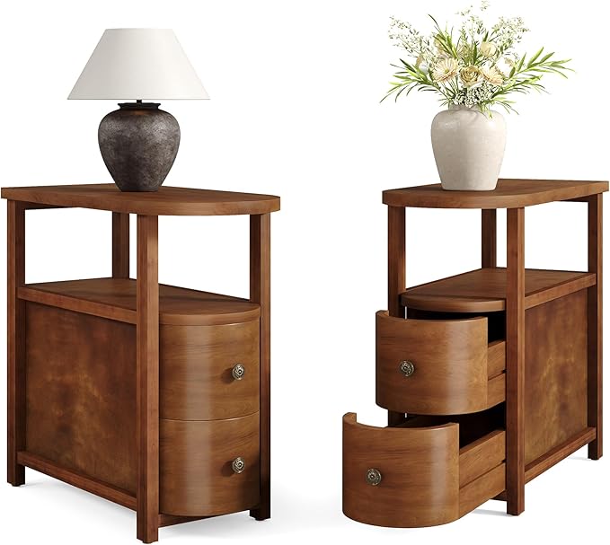 LITTLE TREE Solid Wood End Table Set 2