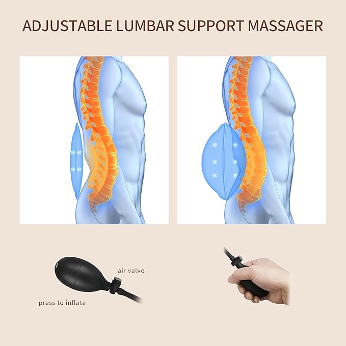 Back Massager with Heat with 8 Motors, Massage Chair Pad, Seat Massager with Back Traction for Full Body Massage, Massage Cushion for Home/Office/Valentine's Day