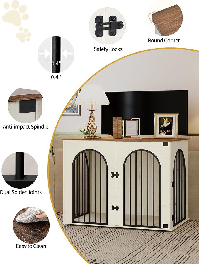 Hzuaneri 44.1" Wooden Dog Crate Furniture, Indoor Dog Kennel Dogs Cage