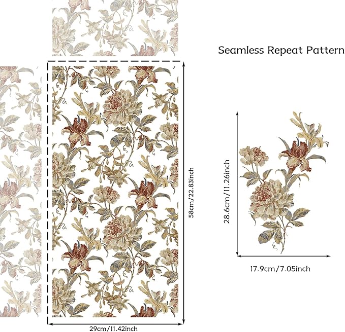Vintage Floral Rub on Transfers