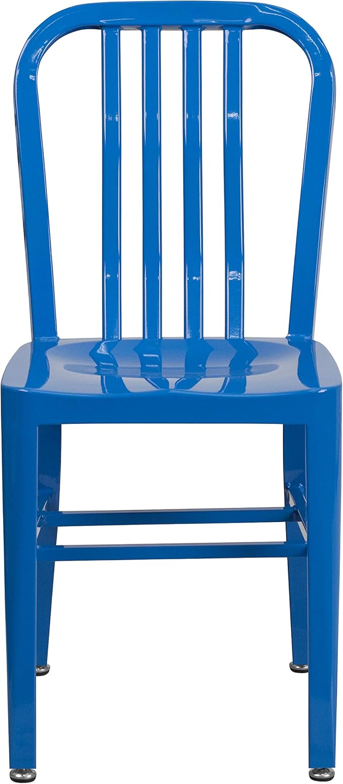 Flash Furniture Gael Commercial Grade 2 Pack Blue Metal Indoor-Outdoor Chair