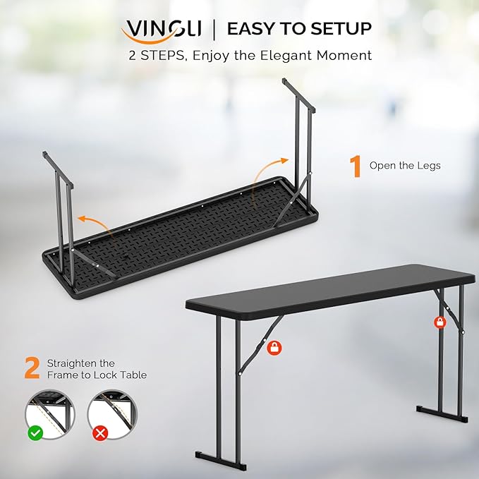 VINGLI 5 FT Narrow Folding Table, Home Work