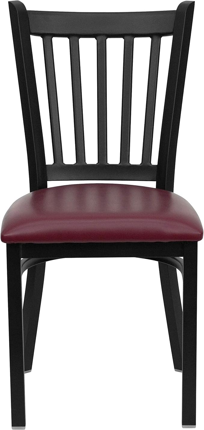 Flash Furniture 2 Pack HERCULES Series Black Vertical Back Metal Restaurant