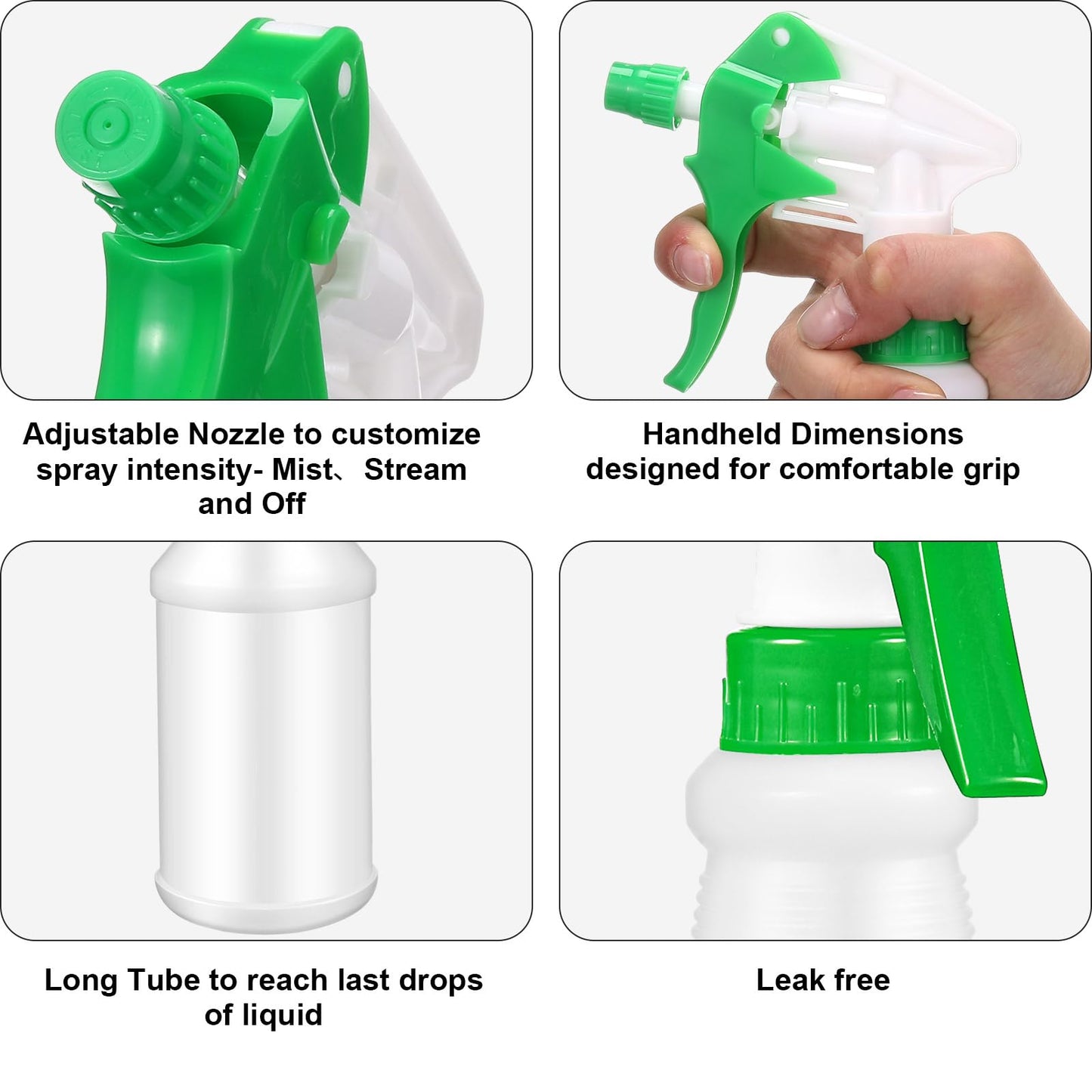 Eccliy 12 Pcs 16 Oz Plastic Spray Bottle, Adjustable Empty Reusable Sprayer for Cleaning, Planting, Water, Bathroom and Kitchen, BBQ, Commercial and Residential (Original,Green)
